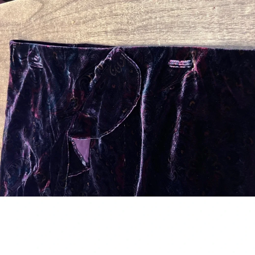 Lauren Ralph Lauren Maxi Velvet Ruffle Paisley Purple Skirt SZ LG Goth‎ Fairy